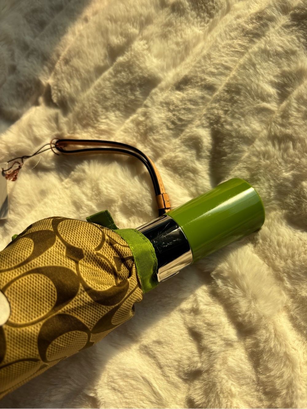 NWT ✨Rare Vintage Coach Signature C Daisy Umbrella (Green/Khaki)✨ - Picture 5 of 16